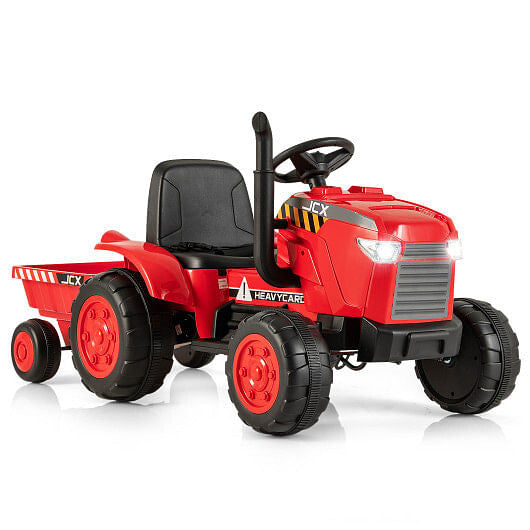 12V Kids Ride On Tractor with Trailer and Remote Control-Green