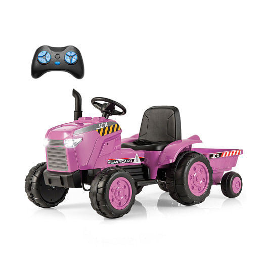 12V Kids Ride On Tractor with Trailer and Remote Control-Green