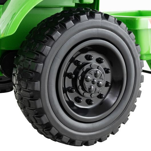 12V 2-in-1 Kids Ride On Tractor with Trailer and 3-Gear Shift-Grayish Green