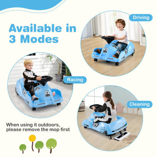 12V Electric Cleaning Go Kart with Detachable Mop and Remote Control-Blue
