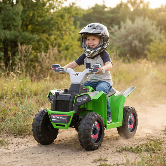6V Kids Electric ATV Quad Car with Detachable Trailer-Green