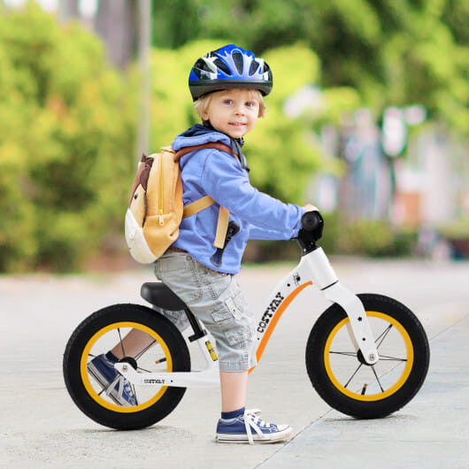 12-Inch Balance Bike with Adjustable Seat and Rotatable Handlebar for Over 36 Months Old-Green